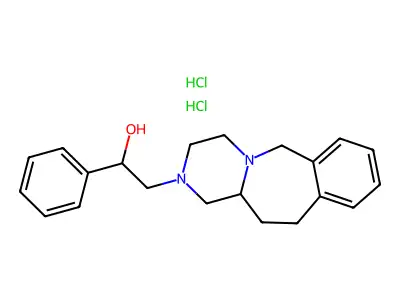 3,4,6,11,12,12a-Hexahydro-alpha-phenylpyrazino(1,2-b)(2)benzazepine-2-(1H)-ethanol 2HCl structure