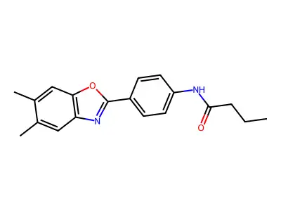 N-[4-(5,6-dimethyl-1,3-benzoxazol-2-yl)phenyl]butanamide structure