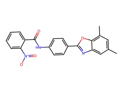 N-[4-(5,7-dimethyl-1,3-benzoxazol-2-yl)phenyl]-2-nitrobenzamide structure