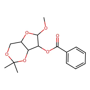 Methyl 2-o-benzoyl-3,5-o-(1-methylethylidene)pentofuranoside structure