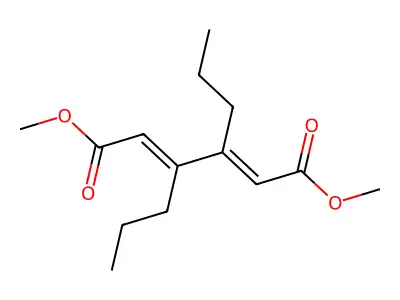 2,4-Hexadienedioic acid, 3,4-dipropyl-, dimethyl ester, (E,E)- structure