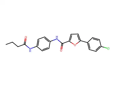 N-[4-(butanoylamino)phenyl]-5-(4-chlorophenyl)furan-2-carboxamide structure