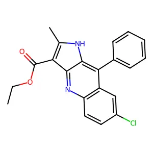 ethyl 7-chloro-2-methyl-9-phenyl-1H-pyrrolo[3,2-b]quinoline-3-carboxylate structure