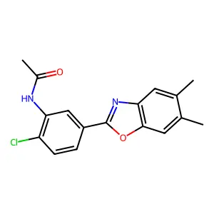 N-[2-chloro-5-(5,6-dimethyl-1,3-benzoxazol-2-yl)phenyl]acetamide structure