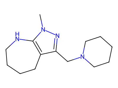 1-methyl-3-(piperidin-1-ylmethyl)-5,6,7,8-tetrahydro-4H-pyrazolo[3,4-b]azepine structure