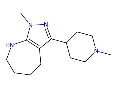 1-methyl-3-(1-methylpiperidin-4-yl)-5,6,7,8-tetrahydro-4H-pyrazolo[3,4-b]azepine structure