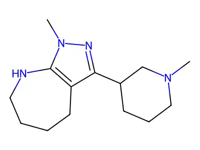 1-methyl-3-(1-methylpiperidin-3-yl)-5,6,7,8-tetrahydro-4H-pyrazolo[3,4-b]azepine structure