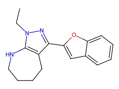 3-(1-benzofuran-2-yl)-1-ethyl-5,6,7,8-tetrahydro-4H-pyrazolo[5,4-b]azepine structure