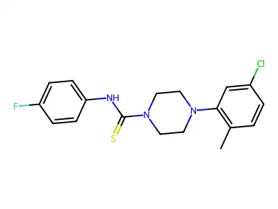 4-(5-chloro-2-methylphenyl)-N-(4-fluorophenyl)piperazine-1-carbothioamide structure