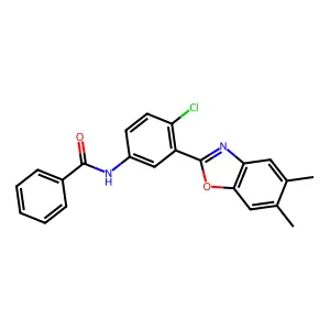 N-[4-chloro-3-(5,6-dimethyl-1,3-benzoxazol-2-yl)phenyl]benzamide structure