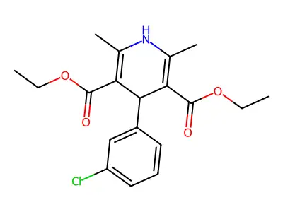 Diethyl 4-(3-chlorophenyl)-2,6-dimethyl-1,4-dihydropyridine-3,5-dicarboxylate structure