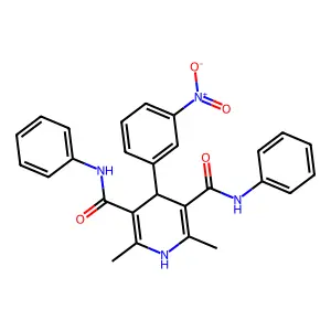 2,6-dimethyl-4-(3-nitrophenyl)-3-N,5-N-diphenyl-1,4-dihydropyridine-3,5-dicarboxamide structure