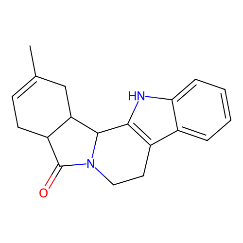 2-methyl-4,4a,7,8,13b,13c-hexahydro-1H-benzo[1,2]indolizino[8,7-b]indol-5(13H)-one structure