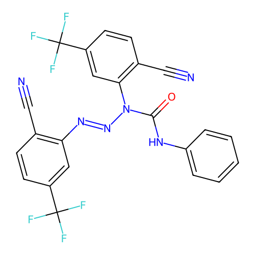 2-Triazene-1-carboxamide, 1,3-bis(2-cyano-5-(trifluoromethyl)phenyl)-N-phenyl- structure