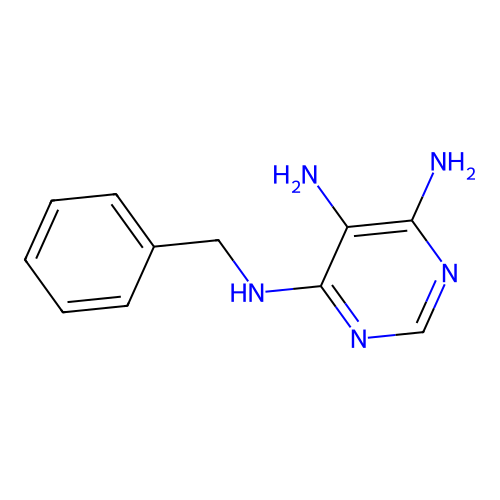 N~4~-benzyl-4,5,6-pyrimidinetriamine structure