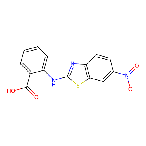 2-({6-Nitro-1,3-benzothiazol-2-yl}amino)benzoic acid structure