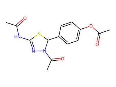 [4-(5-acetamido-3-acetyl-2H-1,3,4-thiadiazol-2-yl)phenyl] acetate structure