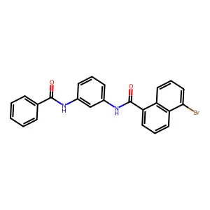 N-(3-benzamidophenyl)-5-bromo-naphthalene-1-carboxamide structure