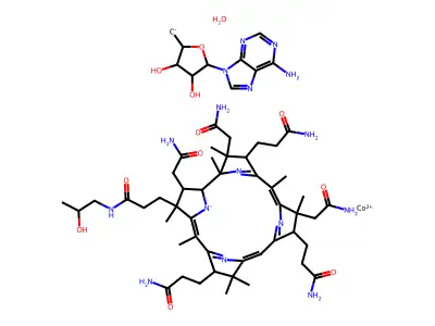 2-(6-aminopurin-9-yl)-5-methanidyloxolane-3,4-diol;cobalt(2+);3-[(5Z,10Z,15Z)-2,7,18-tris(2-amino-2-oxoethyl)-3,13-bis(3-amino-3-oxopropyl)-17-[3-(2-hydroxypropylamino)-3-oxopropyl]-1,2,5,7,12,12,15,17-octamethyl-8,13,18,19-tetrahydro-3H-corrin-24-id-8-yl]propanamide;hydrate structure