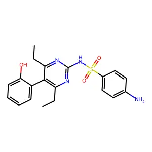 4-amino-N-[4,6-diethyl-5-(2-hydroxyphenyl)pyrimidin-2-yl]benzenesulfonamide structure