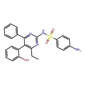 4-amino-N-[4-ethyl-5-(2-hydroxyphenyl)-6-phenylpyrimidin-2-yl]benzenesulfonamide structure