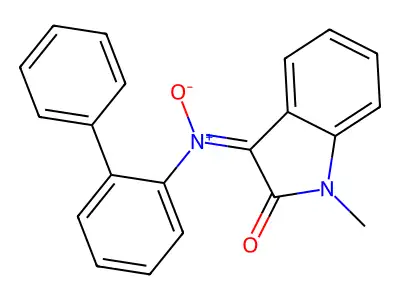 1-methyl-2-oxo-N-(2-phenylphenyl)indol-3-imine oxide structure