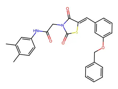 2-(5-{[3-(Benzyloxy)phenyl]methylidene}-2,4-dioxo-1,3-thiazolidin-3-yl)-N-(3,4-dimethylphenyl)acetamide structure