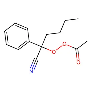 Ethaneperoxoic acid, 1-cyano-1-phenylpentyl ester structure