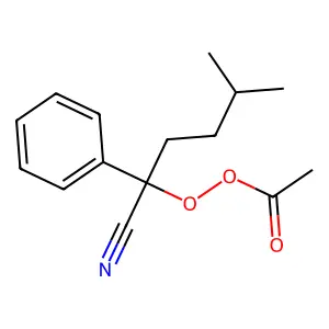 1-Cyano-4-methyl-1-phenylpentyl ethaneperoxoate structure