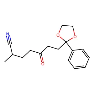 1,3-Dioxolane-2-heptanenitrile, alpha-methyl-delta-oxo-2-phenyl- structure