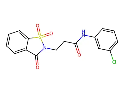 N-(3-chlorophenyl)-3-(1,1-dioxido-3-oxo-1,2-benzisothiazol-2(3H)-yl)propanamide structure