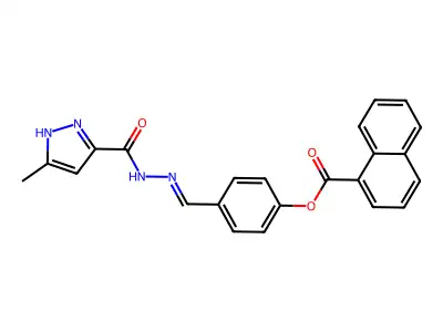 4-{[2-(5-Methyl-1H-pyrazole-3-carbonyl)hydrazinylidene]methyl}phenyl naphthalene-1-carboxylate structure