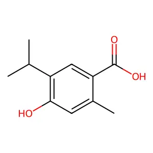 Benzoic acid, 4-hydroxy-2-methyl-5-(1-methylethyl)- structure