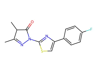 2-[4-(4-fluorophenyl)-1,3-thiazol-2-yl]-4,5-dimethyl-4H-pyrazol-3-one structure