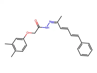 2-(3,4-dimethylphenoxy)-N-(6-phenylhexa-3,5-dien-2-ylideneamino)acetamide structure