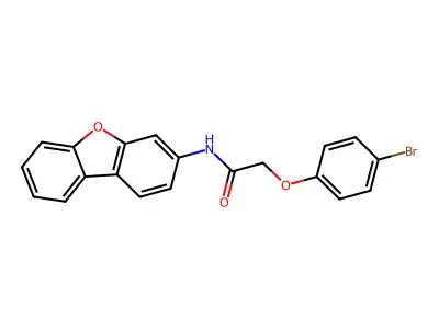 2-(4-bromophenoxy)-N-dibenzofuran-3-ylacetamide structure