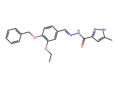 N-[(3-ethoxy-4-phenylmethoxyphenyl)methylideneamino]-5-methyl-1H-pyrazole-3-carboxamide structure