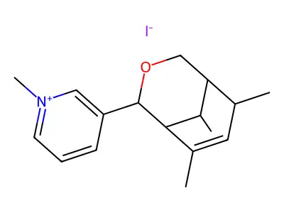 1-Methyl-3-(6,8,9-trimethyl-3-oxabicyclo[3.3.1]non-7-en-2-yl)pyridin-1-ium;iodide structure