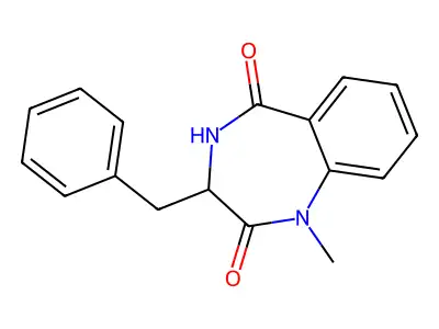 3-benzyl-1-methyl-3,4-dihydro-1H-1,4-benzodiazepine-2,5-dione structure