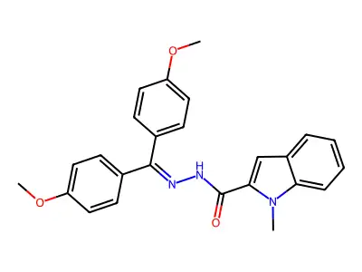 N'-[bis(4-methoxyphenyl)methylidene]-1-methyl-1H-indole-2-carbohydrazide structure