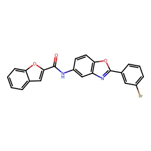 N-[2-(3-bromophenyl)-1,3-benzoxazol-5-yl]-1-benzofuran-2-carboxamide structure