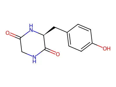3-[(4-Hydroxyphenyl)methyl]piperazine-2,5-dione structure