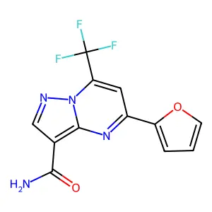 5-(Furan-2-yl)-7-(trifluoromethyl)pyrazolo[1,5-a]pyrimidine-3-carboxamide structure