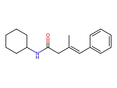 N-cyclohexyl-3-methyl-4-phenylbut-3-enamide structure