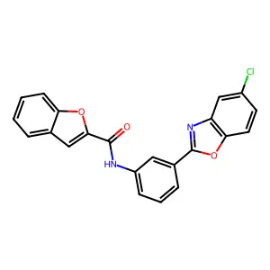 N-[3-(5-chloro-1,3-benzoxazol-2-yl)phenyl]-1-benzofuran-2-carboxamide structure