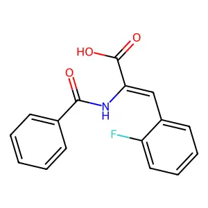 (2E)-3-(2-fluorophenyl)-2-[(phenylcarbonyl)amino]prop-2-enoic acid structure