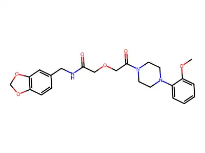 N-(1,3-benzodioxol-5-ylmethyl)-2-{2-[4-(2-methoxyphenyl)piperazin-1-yl]-2-oxoethoxy}acetamide structure