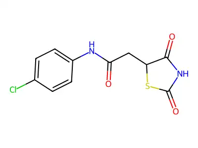 N-(4-chlorophenyl)-2-(2,4-dioxo-1,3-thiazolidin-5-yl)acetamide structure