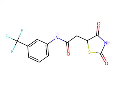 2-(2,4-dioxo-1,3-thiazolidin-5-yl)-N-[3-(trifluoromethyl)phenyl]acetamide structure