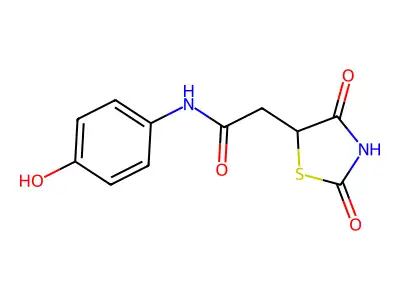 2-(2,4-dioxo-1,3-thiazolidin-5-yl)-N-(4-hydroxyphenyl)acetamide structure